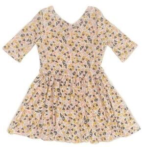 NWT Dot Dot Smile Toddler Girls Pink/Gold/Black Triangle Ballerina Dress- 5/6